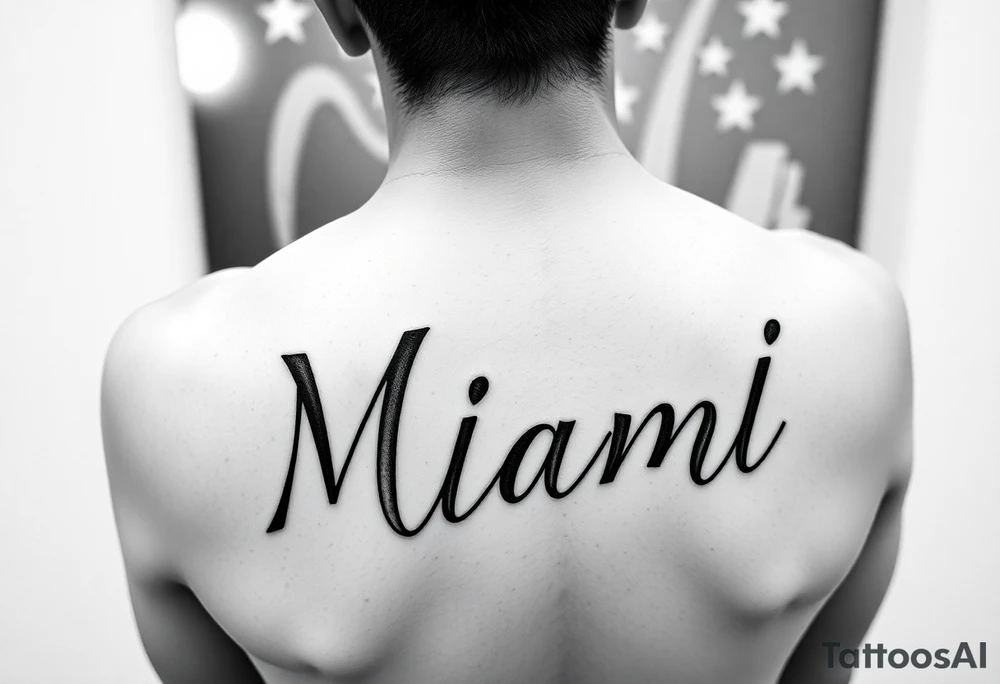 stylized names of wedding couple getting married in miami tattoo idea