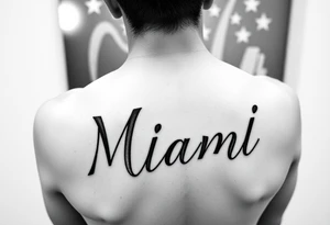 stylized names of wedding couple getting married in miami tattoo idea