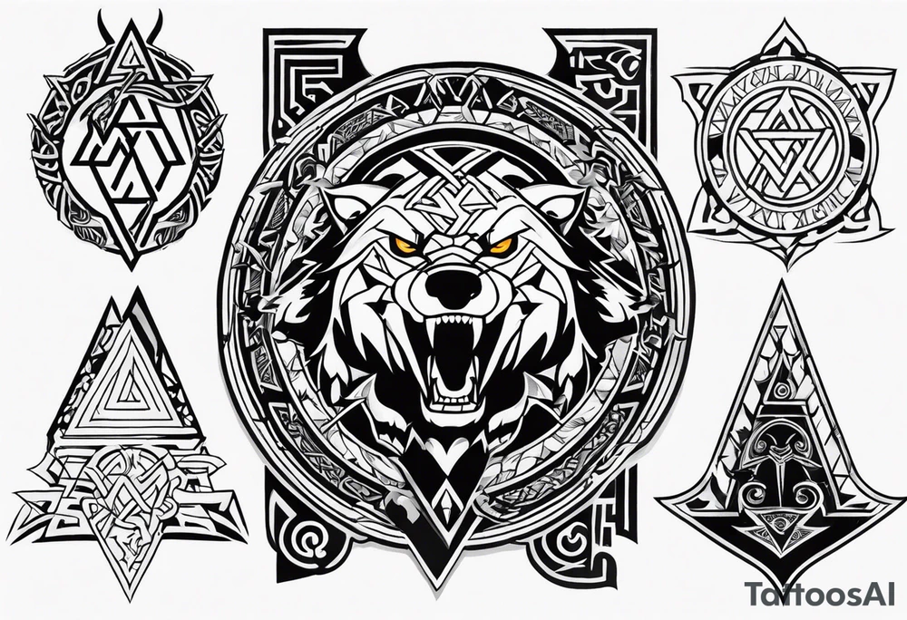 Valhalla
Sword shield valknut dragon bear wolf tattoo idea