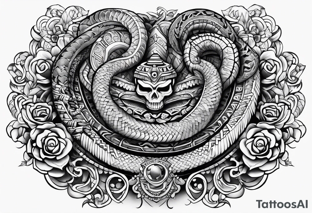 aztec kukulkan snake sleeve tattoo idea