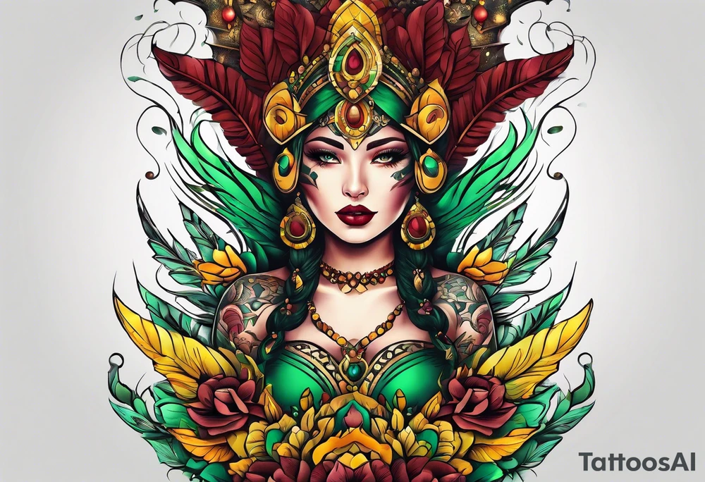 24 with colors green, yellow, maroon and black tattoo idea
