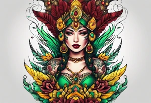 24 with colors green, yellow, maroon and black tattoo idea