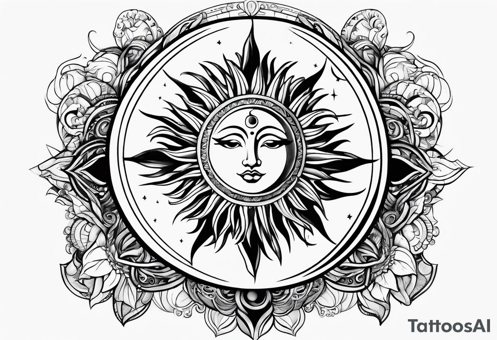 Sun and moon tattoo idea