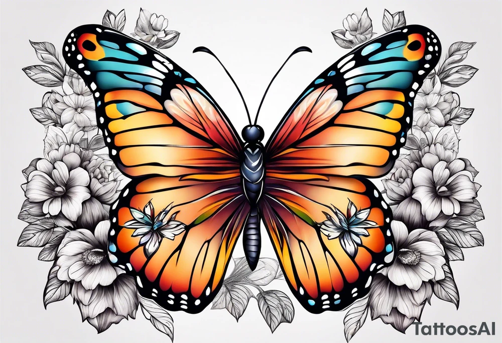 animal butterfly , flower tattoo idea