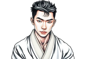 Handsome Asian young guy wearing robe tattoo idea