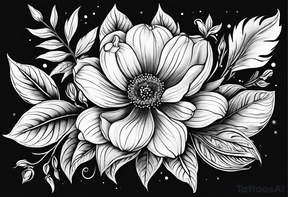 February, October and June birthflowers tattoo idea