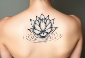 serene lotus flower emerging from sacred waters with ripples tattoo idea