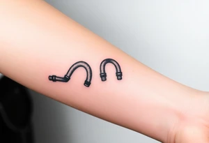 thin curved plumbing pipes with each pipe ending without a curved pipe tattoo idea