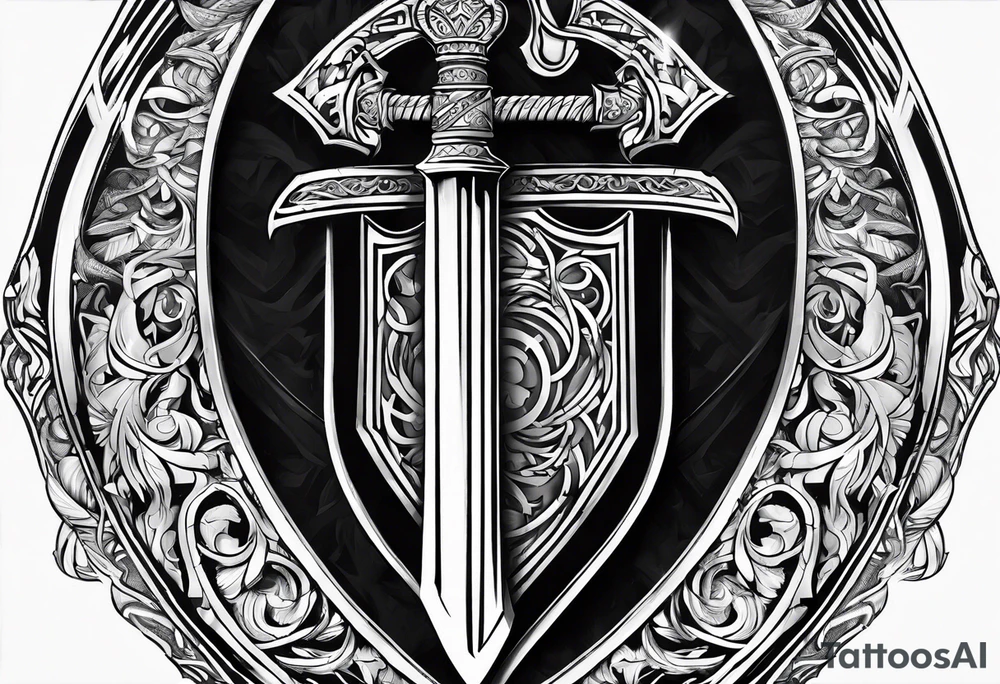 Valhalla sword shield fire axe tattoo idea
