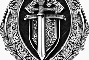Valhalla sword shield fire axe tattoo idea