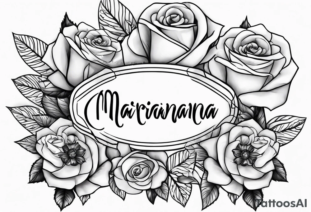 marjrianna name with roses and forever tattoo idea