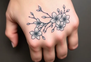 delicate cherry blossoms swirling in spring breeze with petals tattoo idea