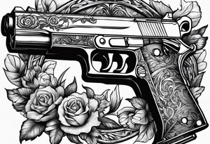The letters AR with pistols on each side tattoo idea