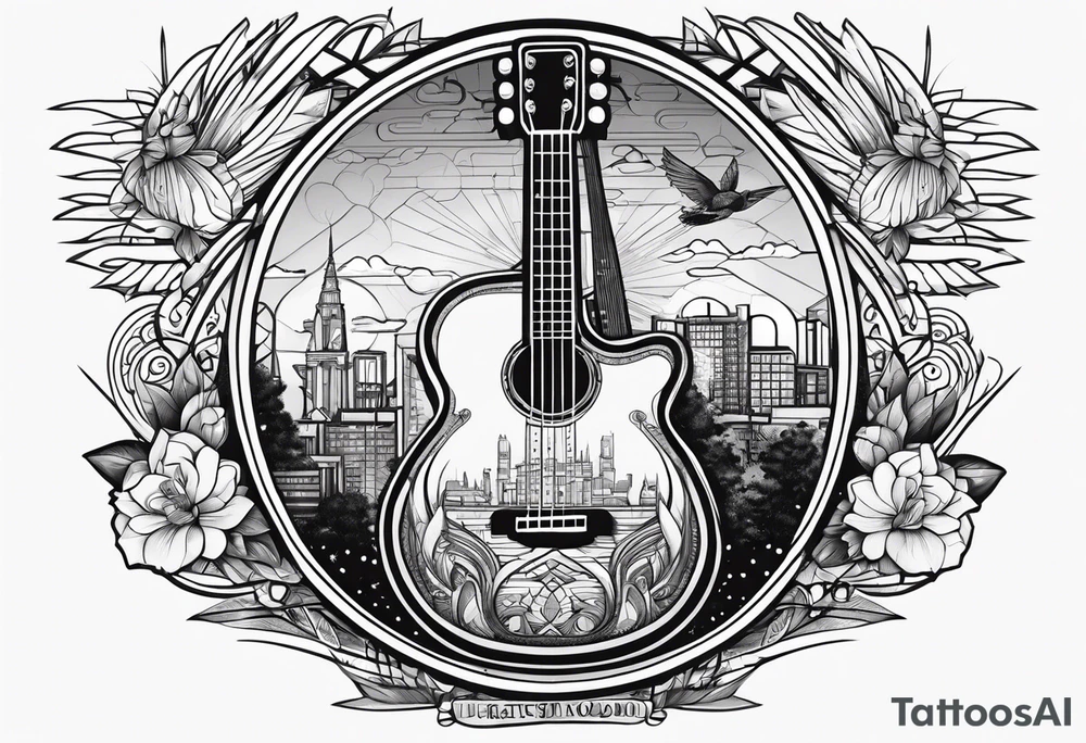 Cricket, Guitar, Running tattoo idea