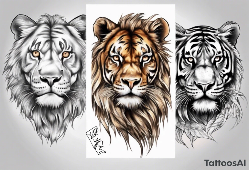 half lion half tiger tattoo idea