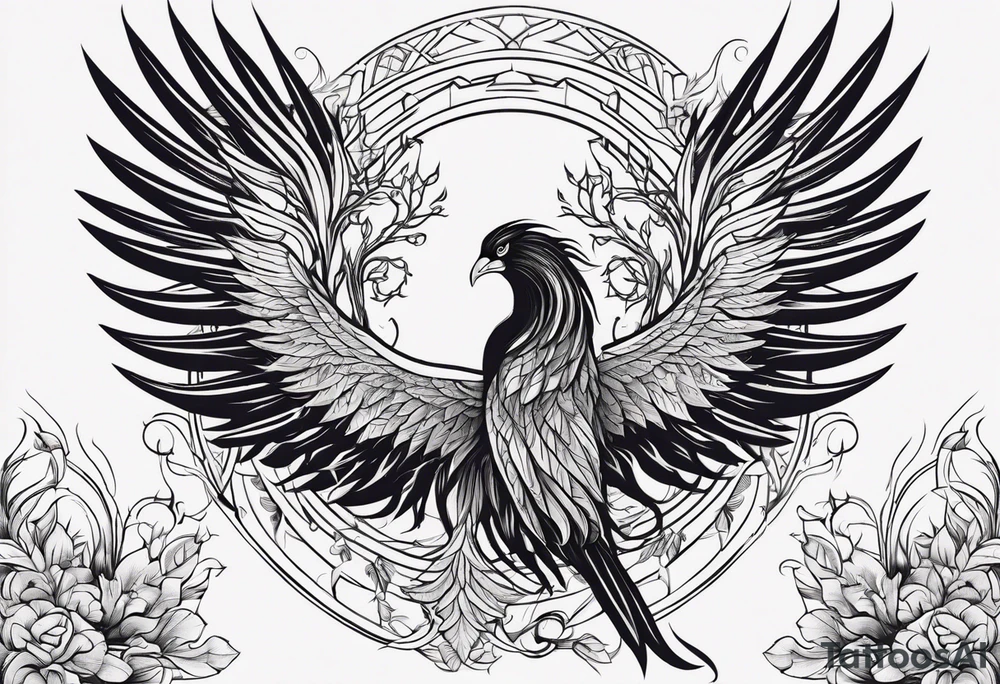 Phoenix with virgo and tree tattoo idea
