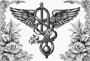 Staff of caduceus with masonic symbols tattoo idea
