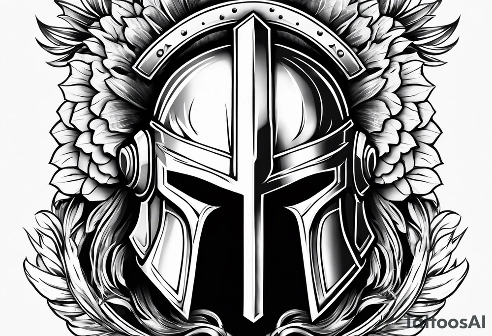 Spartan helmet with shield tattoo idea