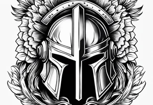 Spartan helmet with shield tattoo idea