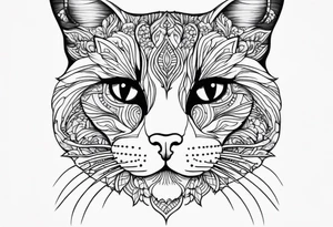 half face black and half face ginger cat tattoo idea