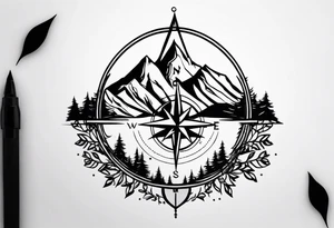mountain and compass tattoo idea