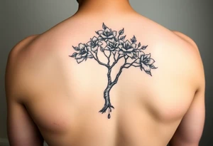 jacaranda tree with long branches  with lace drop embellishment feminine tattoo idea
