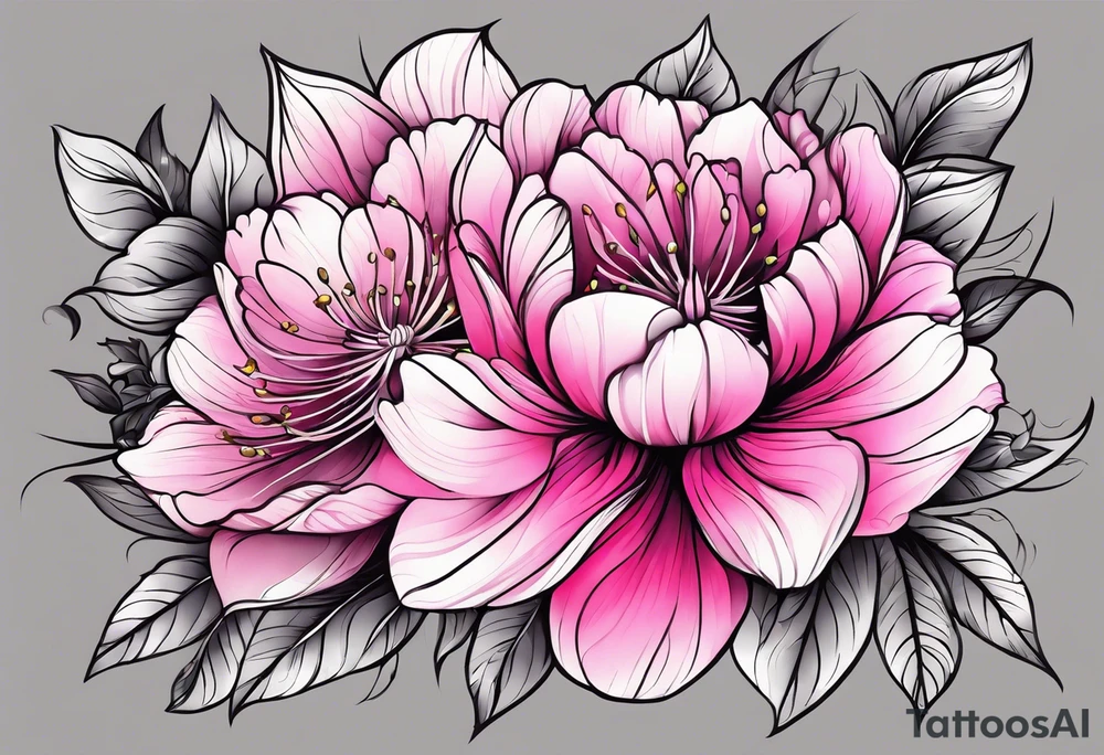 Pink flowers tattoo idea