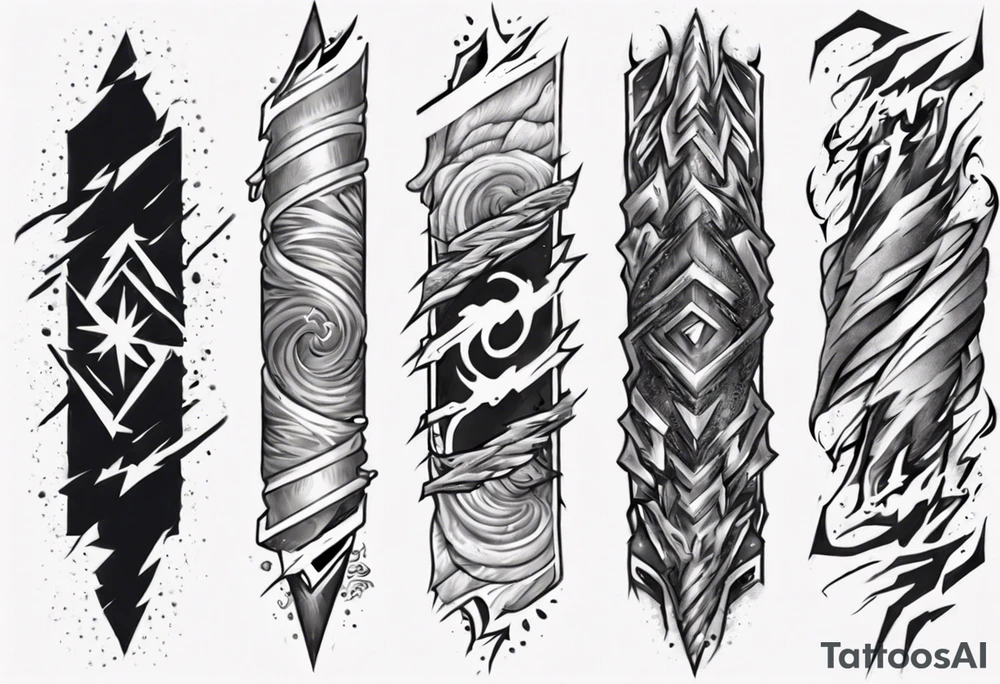 forearm sleeve thunder pattern tattoo idea