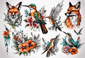 fuchs und kolibri tattoo idea