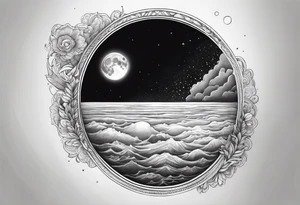 Full moon realistic, with one side rainbow edge tattoo idea