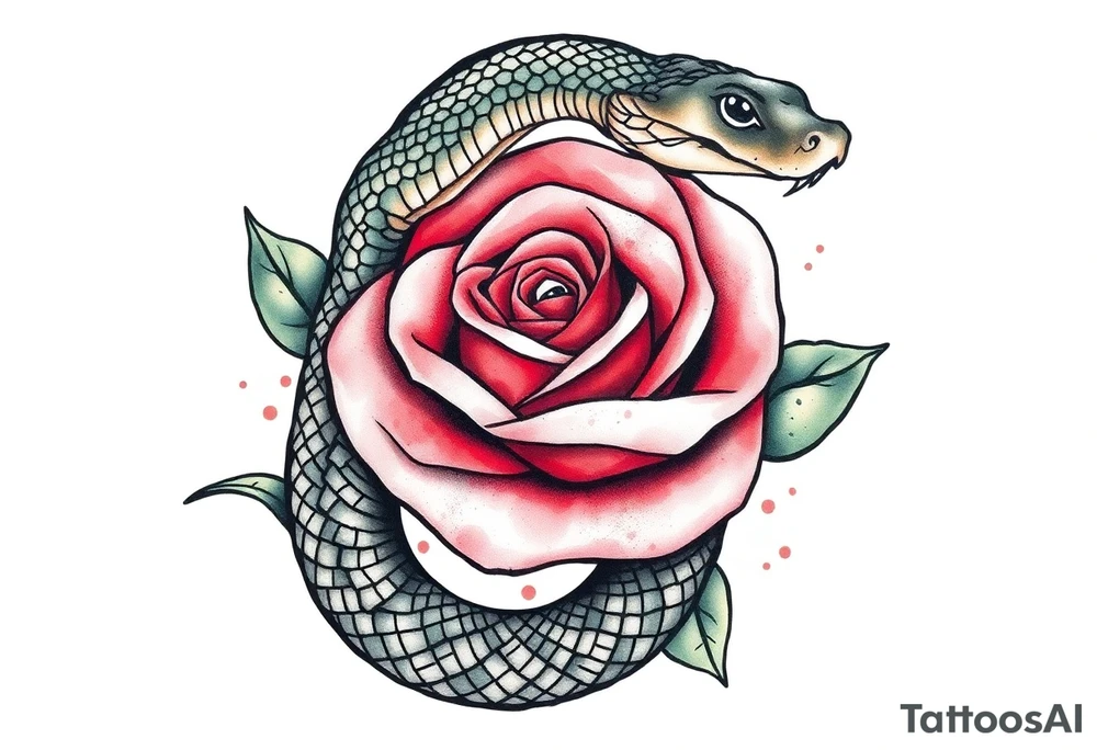Snake wrapped around a rose tattoo idea
