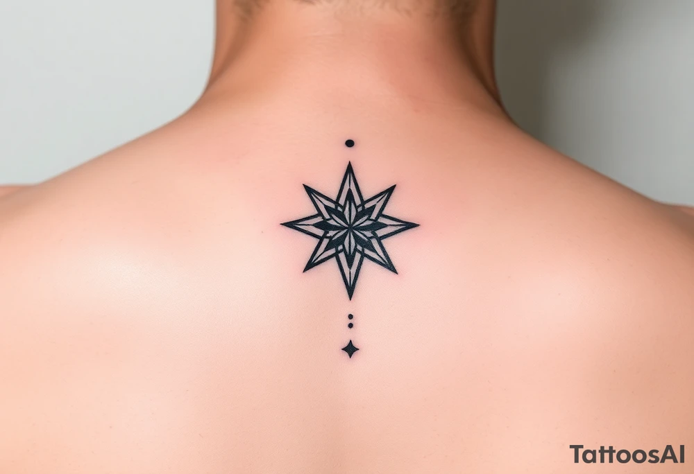 Beautiful and elegant star and dots hand tattoo with text tattoo idea