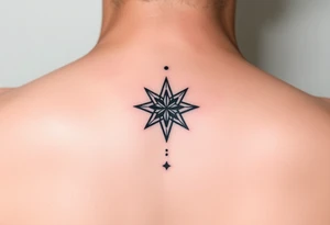 Beautiful and elegant star and dots hand tattoo with text tattoo idea