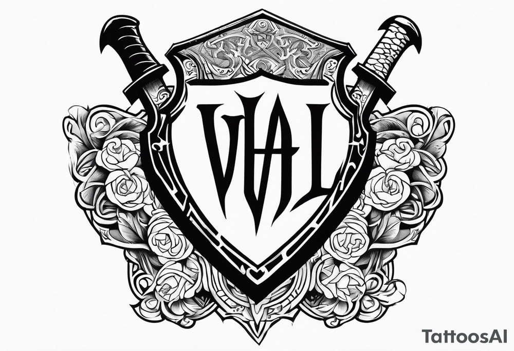 Valhalla shield  sword axe tattoo idea