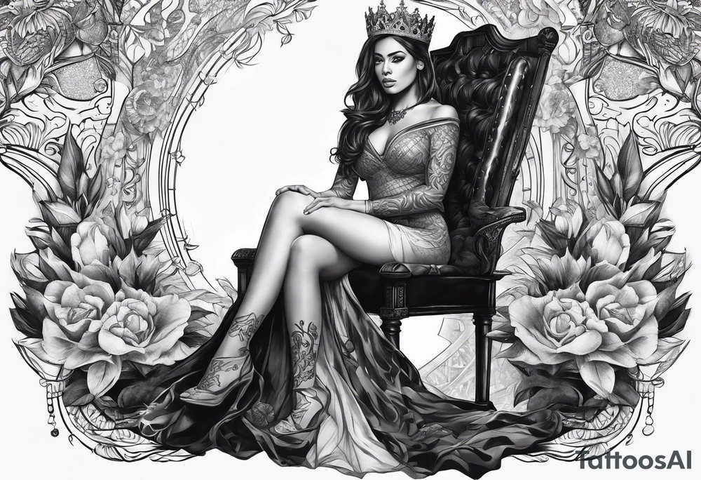 Woman on throne tattoo idea