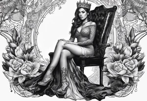 Woman on throne tattoo idea