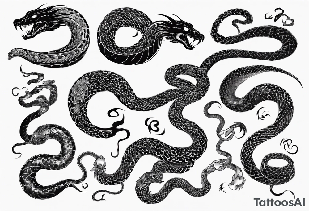 lots of black.  a snake going from chest to shoulder tattoo idea