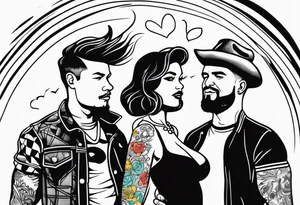 Two people stand above two people they had just shot tattoo idea