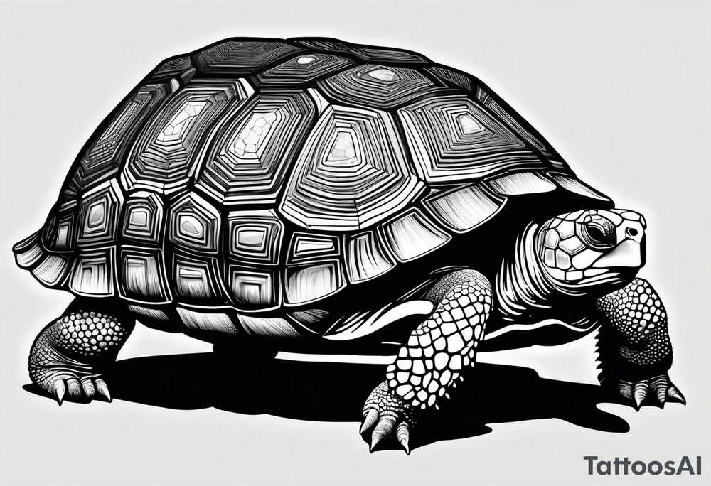 Tortoise. Side profile. Entirely from dots and spots. tattoo idea