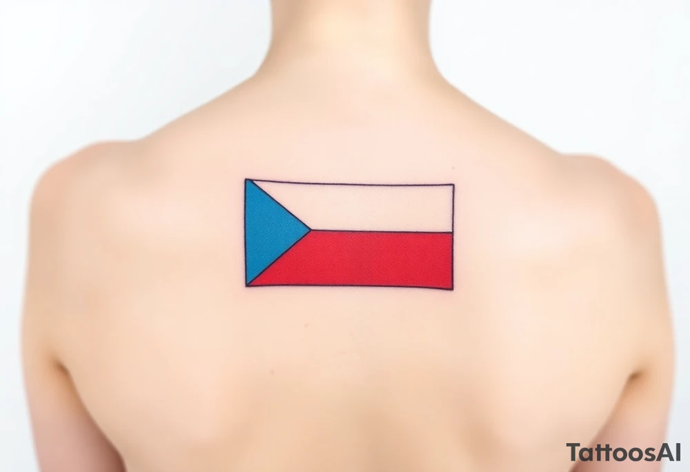 A minimalist Czech flag outline, with the blue triangle subtly blending into the red and white stripes tattoo idea