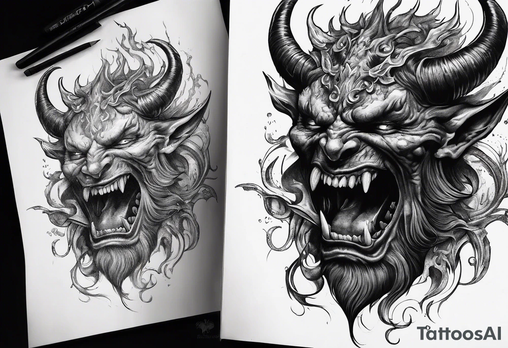 Demon feeding on a human soul tattoo idea