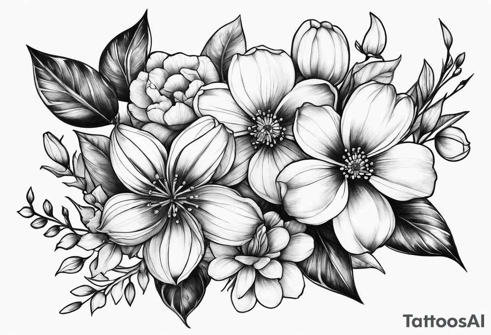 Flowers blossoming tattoo idea