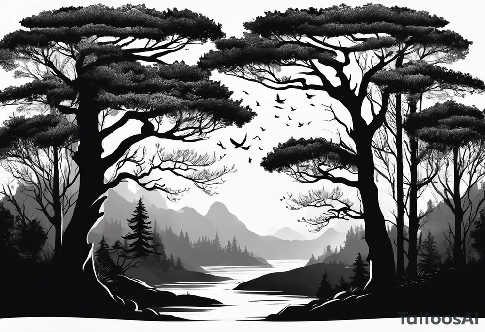 Bäume silhouette tattoo idea