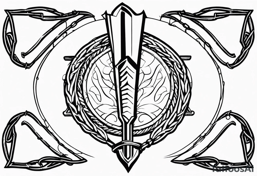 Valhalla sword shield barb wire chain tattoo idea