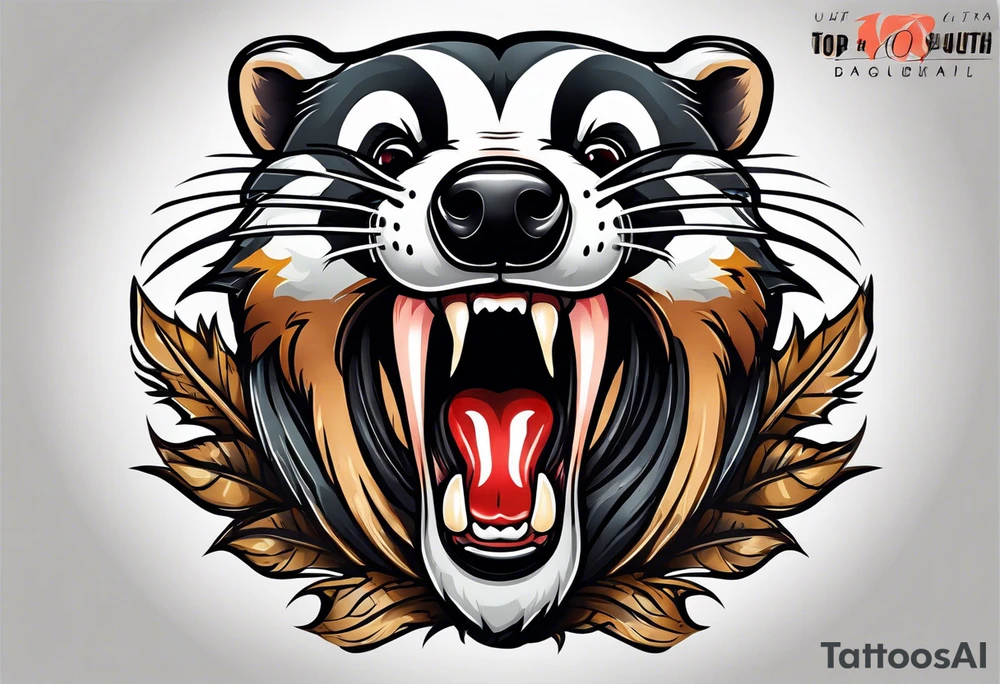 badger mouth open tattoo idea