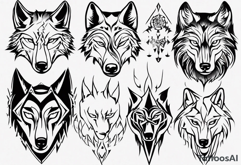 wolf head tattoo idea