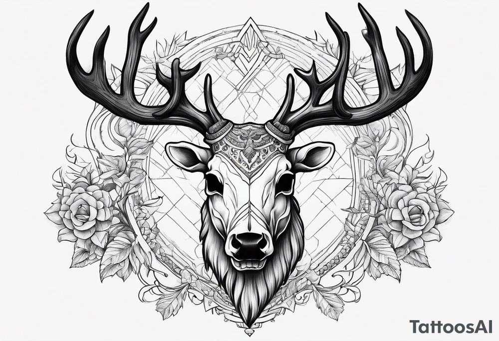Reindeer skull tattoo idea