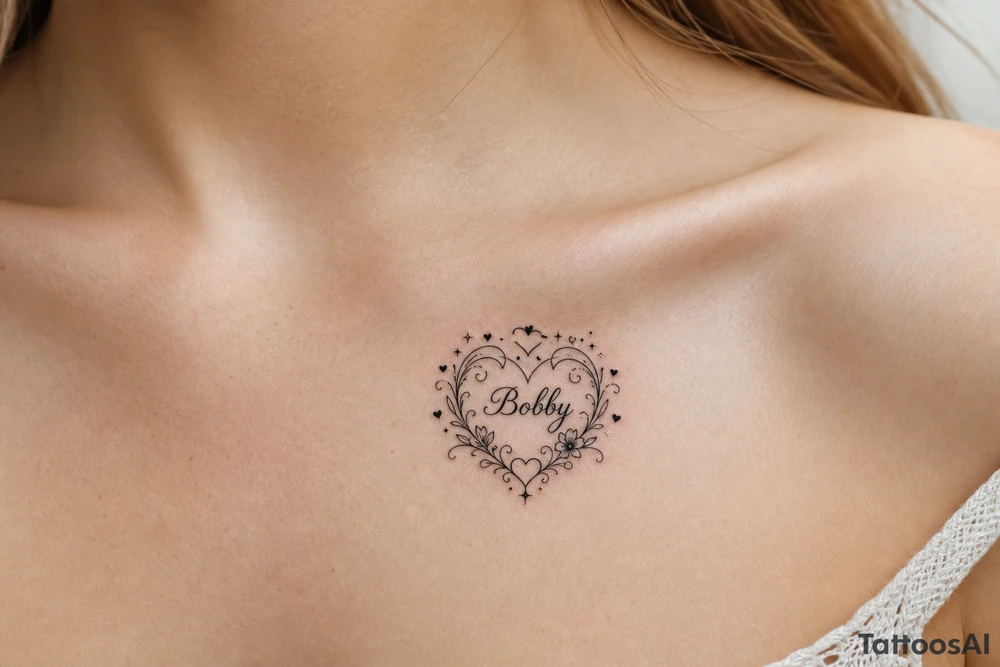 Heart cute adorable beautiful girly preppy heart tattoos with women boyfriends name that is named Bobby tattoo idea