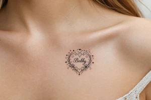 Heart cute adorable beautiful girly preppy heart tattoos with women boyfriends name that is named Bobby tattoo idea