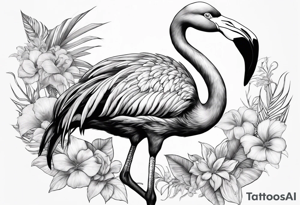 Flamingo with scorpion lower body tattoo idea